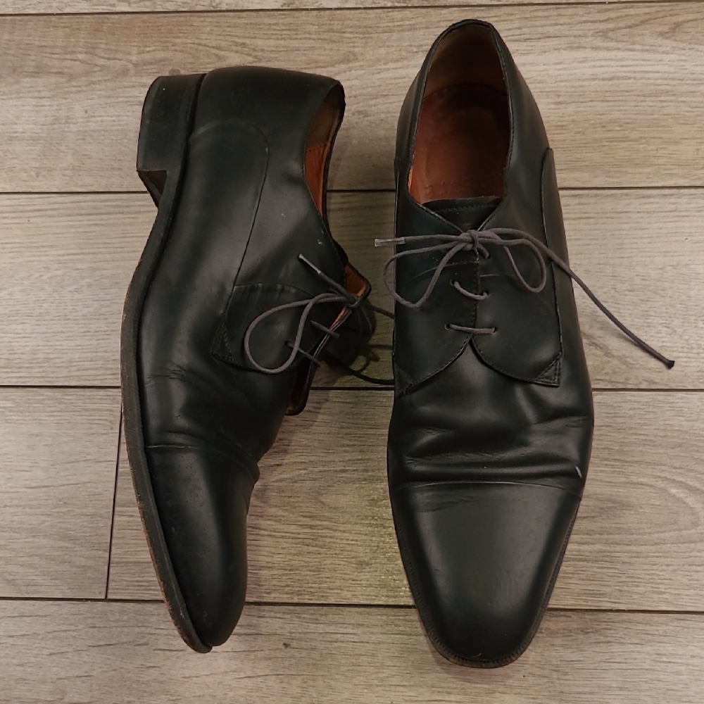 A TESTONI Italy Black Leather Sz 9 Mens Lace Up‎ Casual Dress Shoes